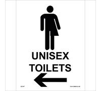 GE347 Unisex Toilets Left Arrow SIGN male female gender loo washroom restroom 300mm x 400mm 3mm Standard Foamex Foamboard