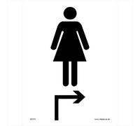 GE374 Female Toilet Up Right Arrow SIGN Womens Ladies Girls loo bathroom WC 100mm x 150mm Sticker/Sav - White Background