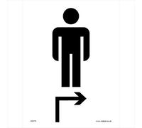 GE375 Gents Toilet Up Right Arrow SIGN Mens Boys Male little boys room loo WC 100mm x 150mm Sticker/Sav - White Background