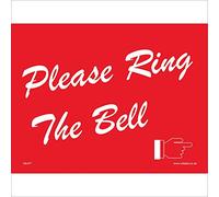 GE477 Please Ring The Bell Sign Call Attention Deliveries Counter Workplace 150mm x 100mm Sticker/Sav - White Background