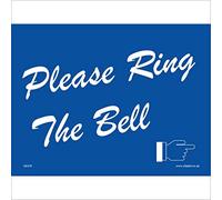 GE478 Please Ring The Bell Sign Assistance Reception Help Call Buzz Workplace 150mm x 100mm Sticker/Sav - White Background