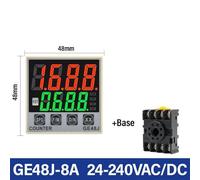 GE48J Series DC AC 220V 24 240 380V Intelligent Precision Programmable Digital Time Relay Counters 1-999900 With Socket Base(GE48J-8A 24-240V)