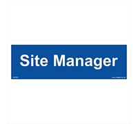 GE502 Site Manager Sign Door Wall Plaque Construction Building Project site 150mm x 50mm Sticker/Sav - White Background