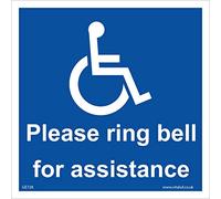 GE728 Please Ring Bell for Assistance Accessible Disabled Help Outdoor Sign 150mm x 150mm 3mm Standard Foamex Foamboard