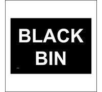 GE844 Black Bin Sign Rubbish Garbage Trash Plastic Building Factory School Work 200mm x 150mm A - Sticker/Sav - White Background