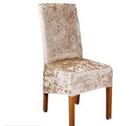 Gea Crushed Velvet Dining Chair Covers Stretchable Protective Slipcover Home Decor (TAUPE)