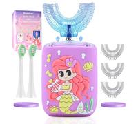 Geacker Kids Electric Toothbrush, U Shaped Toothbrush Kids Sonic Automatic Brush with 5 Brush Head 6 Sonic Clean Modes IPX7 Waterproof Mermaid Design Rechargeable Smart Timer for Children 2-7