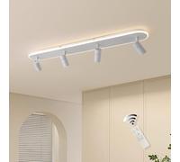 GEADI Modern Ceiling Lights for Living Room, 110CM Semi Flush Ceiling Light with 4-Spotlights, 58W LED Kitchen Light Fitting Ceiling, Dimmable White Ceiling Lamp for Bedroom, Hallway, Dinning Room