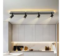GEADI Modern LED Ceiling Lights 110CM, 58W Kitchen Light Fitting Ceiling with 4-Spotlights, Dimmable Black Ceiling Lamp for Bedroom, Hallway, Dinning Room