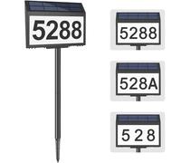 GEAGMAGC Solar House Numbers for Outside Light up, LED Illuminated Home Number Address Sign Plaque Waterproof for Yard, Wall-Mounted or Floor-Plugged- Black, 8.7 × 6.4 inch