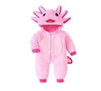 Geagodelia Baby Boy Girl Animal Monster Romper Jumpsuit Overall Baby Grows Newborn Toddler Kids Fluffy Fleece Hooded Clothes Outfit One Piece My First Halloween (Pink Monster, 3-6 Months)