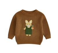 Geagodelia Baby Boy Girl Easter Jumper Little Kids Bunny Knitted Sweater Long Sleeve Knit Pullover Tops Easters Outfits (Brown, 18-24 Months)