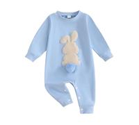 Geagodelia Baby Boy Girl Easter Romper Jumpsuit Overall Baby Grows Newborn Bunny Rabbit Clothing Outfit One Piece My First Easter (B - Blue, 3-6 Months)