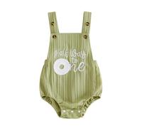 Geagodelia Baby Boy Half Birthday Overalls ''Half Way to One'' Letter Embroidery Romper Sleeveless Jumpsuit Newborn Bodysuit Boys 1/2 Birthday Outfits Cake Smash Clothes Daywear (Green, 6-12 Months)