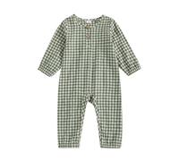 Geagodelia Baby Boy Jumpsuit 0-3 Months Long Sleeve Plaid Print Romper Footless Newborn Bodysuit 3-6 Months Button Front Infant Boys Jumpsuits Baby One Piece Outfits (Green, 0-3 Months)