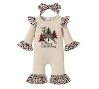 Geagodelia Baby Boys Girls Romper Jumpsuit Christmas Outfit Clothing Christmas Outfit Baby Clothing Sleep Romper Newborn Soft Baby Set My First Christmas, Beige 83 - Christmas Tree, 0-3 Months