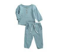 Geagodelia Baby T-47740 Sets Shirt + Newborn Soft Plain Set Shorts Outfit, Turquoise - Long Sleeves, 2-3 Years
