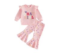 Geagodelia Cake Smash Outfit Birthday Girl Sweatshirt Colorful Sprinkle Flare Pants