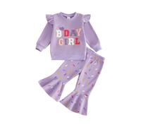 Geagodelia Cake Smash Outfit Birthday Girl Sweatshirt Colorful Sprinkle Flare Pants
