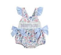 Geagodelia Fathers Day Baby Grow Newborn Girl Sleeveless Bodysuit Floral Print Romper My First Father's Day Baby Outfit Summer Clothes (Daddys Girl Floral Blue, 12-18 Months)