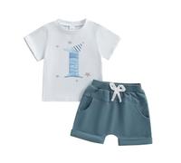 Geagodelia First Birthday Outfits Baby Boy Summer One Birthday Clothes Toddler Boys Number Pattern Animal T-shirt Rolled Shorts