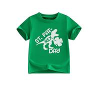 Geagodelia Kids St Patrick's Day Toddler Boy Summer Tops Short Sleeve Letter Shamrock Printed Crew Neck Pullover Tracksuit Clothes T-shirt