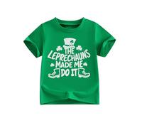 Geagodelia Kids St Patrick's Day Toddler Boy Summer Tops Short Sleeve Letter Shamrock Printed Crew Neck Pullover Tracksuit Clothes T-shirt