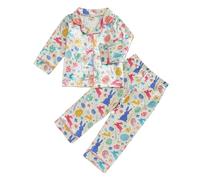 Geagodelia Kids Toddler Girls Silky Satin Easter Pyjamas Set Long Sleeve Button Down Tops and Bottoms Cute Easter Egg Pajamas Matching Babies Easter Pjs (Bunny Beige, 3-4 Years)