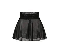 Geagodelia Ladies Mesh Mini Skirt High-Waist Solid Color See-Through Skirt Beach Skirt See-Through Veil Skirt (Black, Medium)