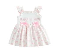 Geagodelia Mama’s Girl Baby Dress Sleeveless Strap Letter Embroidery Floral Princess Dresses Summer Clothes Outfits (White, 3-6 Months)