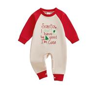 Geagodelia Newborn Baby Boys My First Christmas Outfit Long Sleeve Babygrows Cotton Romper Winter Clothes (Santa I'm Cute Red, 0-3 Months)