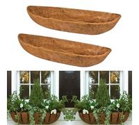 Geagodelia Set of 2 Coconut Fibre Hanging Basket Liner for Wall Trough Planters Window Boxes 24/30 / 36/48 inch Large Planter Liners (Trough-Shaped, 36 inch)