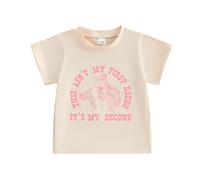 Geagodelia Todder Baby Girl 1st/2nd Birthday Shirts Short Sleeve Crew Neck Letter Print T Shirt Loose Fit Sweatshirt Tops for Little Girl's Happy Birthday Party Clothes Outfits (Beige, 18-24 Months)