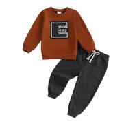 Geagodelia Toddler Baby Boys Fall Winter Outfits Long Sleeve Letters Print Sweatshirt Pullover T shirt with Elastic Waist Sweatpants Tracksuit Sets 2Pcs Clothes for Little Boys (Maroon, 4-5 Years)