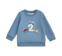 Geagodelia Toddler Boys First Birthday Sweatshirt 1-3 Years Long Sleeve Round Neck Number Car Embroidery Pullover Tops Loose Fit T Shirts Baby Boy Birthday Outfits 1st/2nd/3rd (Blue Two, 2 Years)