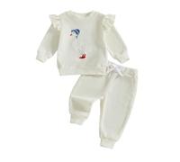 Geagodelia Toddler Girls Outfits 2-3 Years Long Sleeve Duck Embroidery Sweatshirt Pullover Tops with Elastic Waist Long Pants Fall Winter Sets 2Pcs Girl Clothing 12-18 Months (Apricot, 2-3 Years)