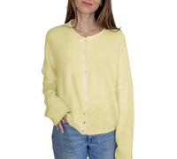 Geagodelia Women's Cropped Cardigan Thin Ladies Long Sleeve Jumper Sweater Knitted Jacket Y2K Button Down Crochet Top Pullover Streetwear Spring Autumn (A - Yellow, L)