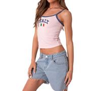 Geagodelia Women's Spaghetti Vest Top Summer Sexy Sport Fans Cami Crop Top Ladies Camisole Tank Top Y2K Aesthetic Clothes Going Out Tops Outfit UK (Italy - Pink, S)
