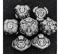 Geakeeper Construct D&D Dice, Metal DND Dice Set, 7Pcs Polyhedral Dragon Metallic D&D Dice with Gift Case for Dungeons and Dragon Game, RPG Role Playing Table Game Gifts (Black)