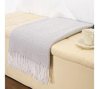 Gealaek Decorative Diamond Lattice Faux Cashmere Throw Blanket Light Grey Fringe Lightweight Fuzzy Soft Cozy Throws for Sofa Bed Farmhouse Throw Blanket 50" x 60"