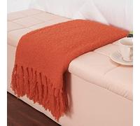 Gealaek Decorative Fluffy Faux Cashmere Throw Blanket Bright Orange Fringe Lightweight Fuzzy Soft Cozy Throws for Sofa Bed Farmhouse Throw Blanket 50" x 60"