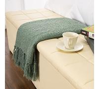 Gealaek Decorative Fluffy Faux Cashmere Throw Blanket Stone Green Fringe Lightweight Fuzzy Soft Cozy Throws for Sofa Bed Farmhouse Throw Blanket 50" x 60"
