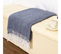 Gealaek Decorative Herringbone Faux Cashmere Throw Blanket Navy Blue Cheveron Fringe Lightweight Fuzzy Soft Cozy Throws for Sofa Bed Farmhouse Throw Blanket 50" x 60"