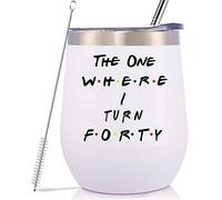 GEANHIL 40th Birthday Gifts for Sister,Best Friends,Women,Boss,Girlfriend,Wife,Daughter,Co-worker,Nurse-Turning Forty-Friends TV Show-12oz Tumbler Coffee Mug Cup-THE ONE WHERE I TURN FORTY