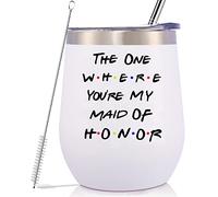 GEANHIL Bridesmaid Present from Bride-Bachelorette Party Gift-Wedding Gifts for Maid of Honor Besties Women-Friends TV Show-12oz Tumbler Coffee Mug Cup-THE ONE WHERE YOU'RE MY MAID OF HONOR