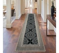 Geanup Modern Runner Rugs for Hallway 60x240 cm, Black Washable Hall Runners Non Slip Extra Long, Striped Soft Low Pile Floor Carpets for Living Room Hallways Entryway Lounge Bedroom Laundry Room