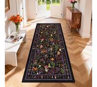 Geanup Runner Rug for Hallway, 80 x 200 cm, Purple Kitchen Runner, Washable Non-Slip, Soft Bedroom Rug Runner, Fairytale Mushroom Hallway Runner for Corridor, Laundry Room, Living Room, Children's