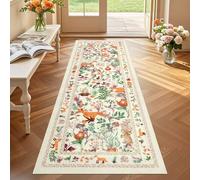 Geanup Runner Rugs for Hallway 60×180cm, Beige Washable Kitchen Carpet Runner Non-Slip, Fairytale Fox Hall Carpet Floor Mat for Entryway Kids Bedroom Laundry Living Room Non Shedding