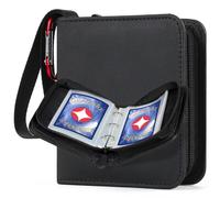 GEAoffice 1 Pocket Trading Card Binder Mini, 80 Pockets Small Card Album Book with 40 Removable Sleeves, 80 Top Loading Pockets Binder for TCG, MTG, Yugioh, Black…, GEA-TCB-ZP-BK-1-Dia