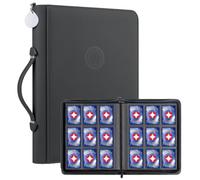 GEAoffice 9 Pocket Trading Card Binder, Holds 576 Cards, Premium PU Zip Card Binder with Handle, Side-Loading Pockets, Fits TCG, MTG, Sports Cards & Sleeved Cards (Black)